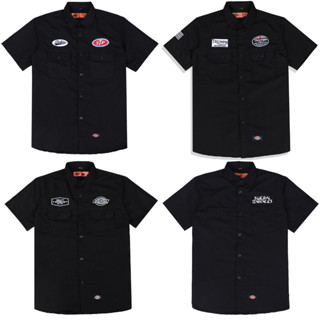 DICKIES เสื้อยืดทํางาน LUCKY 13 สีดํา บาป ที่กําหนดเอง รถจักรยานยนต์ ตัด วินเทจ คาร์ฮาร์ด