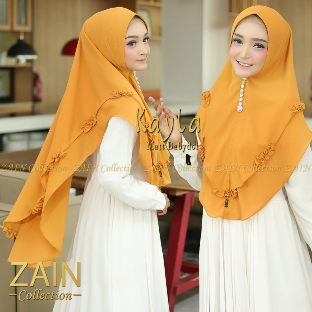 Kayla - Khimar Syari Ceruty Baby Doll 2 ชั้น Ori Zain Collection