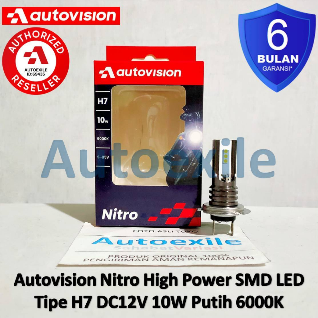 Autovision Nitro High Power LED H7 DC สีขาว 6000K ไฟรถจักรยานยนต์ KAWASAKI Ninja 250R Z250 YAMAHA R2