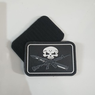 แผ่นปะยาง ลายโลโก้ Skull Se.N.J.A.T.A Gray Cross/velcro