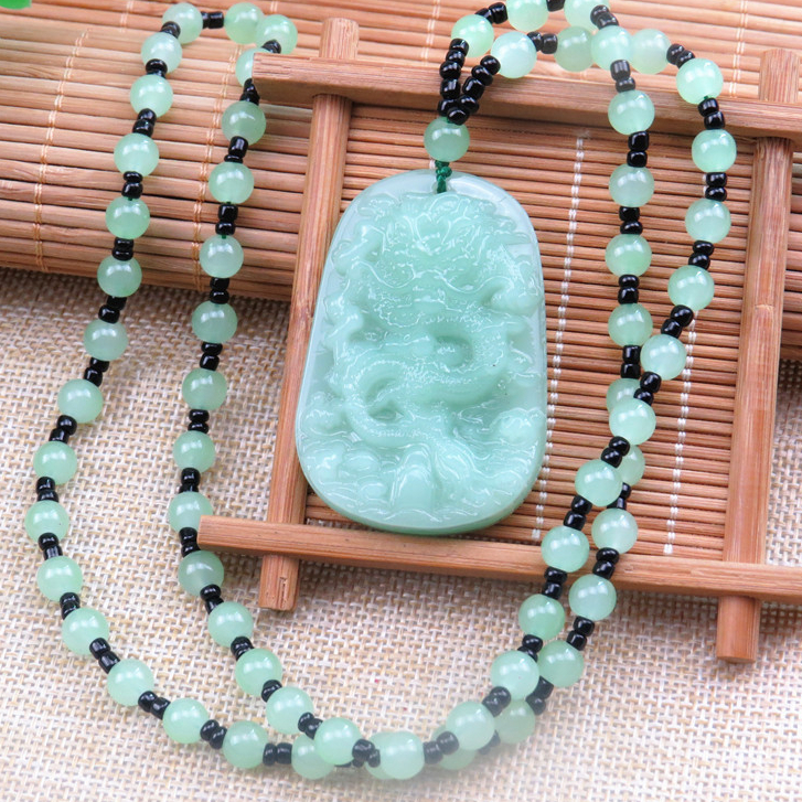 HIJAU Original สร้อยคอมังกรหยกสีเขียวพม่า Lucky Lucky K21