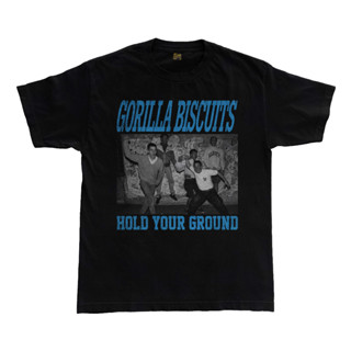 เสื้อยืด บิสกิตกอริลล่า วง Hold Your Ground Hardcore พังก์ แบบหนา ยืดหยุ่น