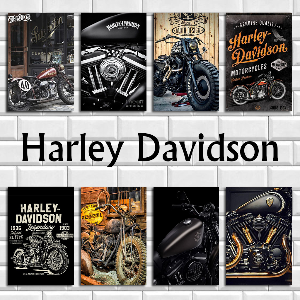 Hiasan DINDING KAYU Harley DAVIDSON โปสเตอร์ไม้ ตกแต่งผนังบ้าน ห้อง ห้องครัว ประตู ตกแต่งมินิมอล กรอบ ตกแต่งห้อง คาเฟ่ คําคม การประดิษฐ์ตัวอักษร 20x30 WAD 90