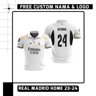 เสื้อโปโลแขนสั้น ลายทีมฟุตบอล Real Madrid Home Jersey 2023-2024