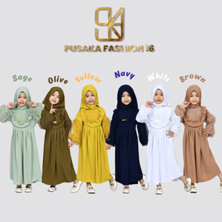 Yur4 KIDS baju gamis syari Girls FREE HIJAB โบรเคด ผ้ากระเบื้องผสม แฟชั่น มุสลิมล่าสุด PASHMINA INSTANT ชุดเดรสทันสมัย Veil Stacking 2-9 ปี Reciting maulid nabi