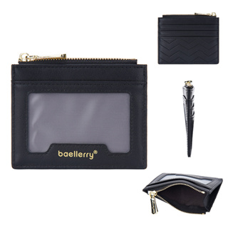 กระเป๋าสตางค์ หนังวัวแท้ มีซิป ลาย DISTRO CARD HOLDER BAELLERRY ORIGINAL ATM Money Coins BATAM สีดํา สําหรับผู้ชาย วัยรุ่น WA746B5