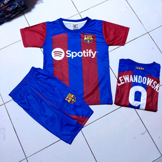 เสื้อกีฬาแขนสั้น ลายทีมชาติฟุตบอล BARCELONA HOME JERSEY 2022 2023 สําหรับเด็กอายุ 5-12 ปี