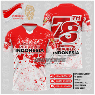 เสื้อยืด มีฮู้ด มีซิป ลาย Bersey Independence INDONESIA ครบรอบ 78 ปี INDONESIA 78 ปี