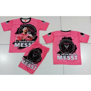 เสื้อกีฬาแขนสั้น พิมพ์ลายฟุตบอล Jersey messi inter miami messi สําหรับเด็กอายุ 2-12 ปี