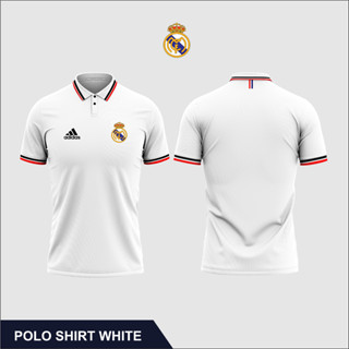 เสื้อโปโลแขนสั้น คอปก ลายโลโก้ Real Madrid แบบดั้งเดิม สําหรับผู้ชาย และผู้หญิง