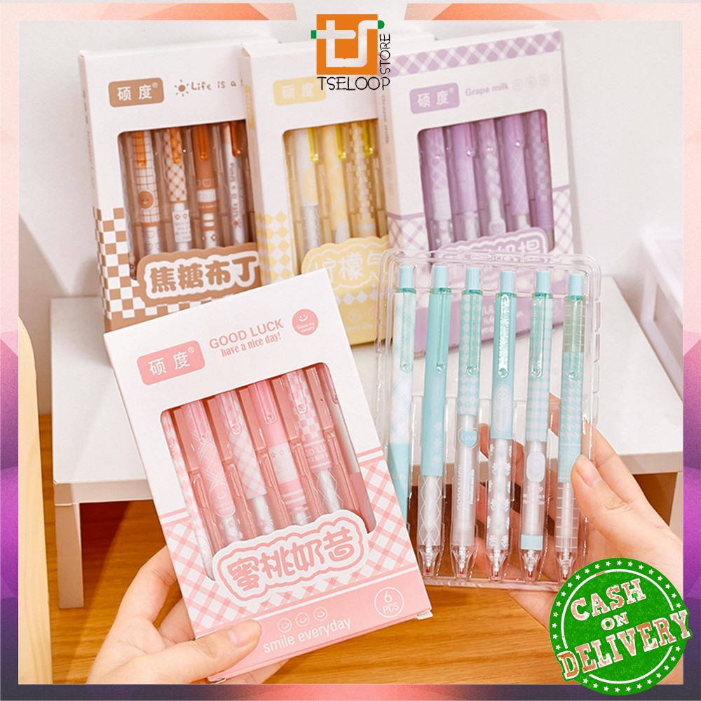 OFM-A69 ST Pen Set 6IN1 Flower Motif 0.5MM / Mechanical Pen Stationery School Supplies / Retractable