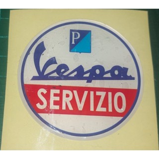 สติกเกอร์เรซิ่น ลายนูน Vespa Servizio ทรงกลม สําหรับติดตกแต่ง