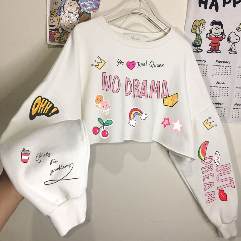 NO DRAMA Crop Sweater