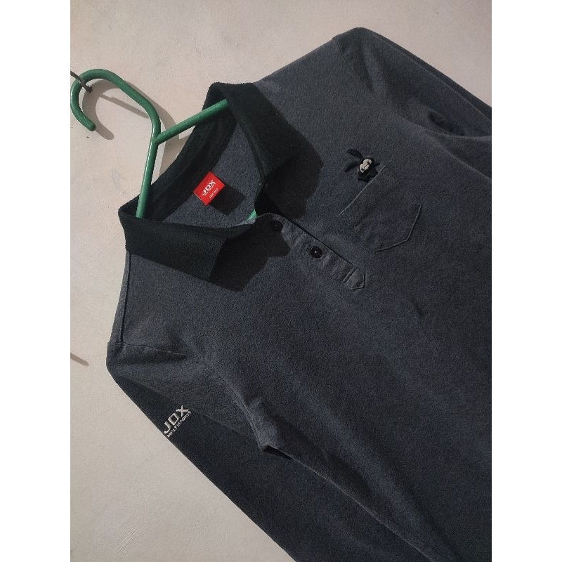 โปโลแขนยาว JDX Golf สีเทาเข้ม