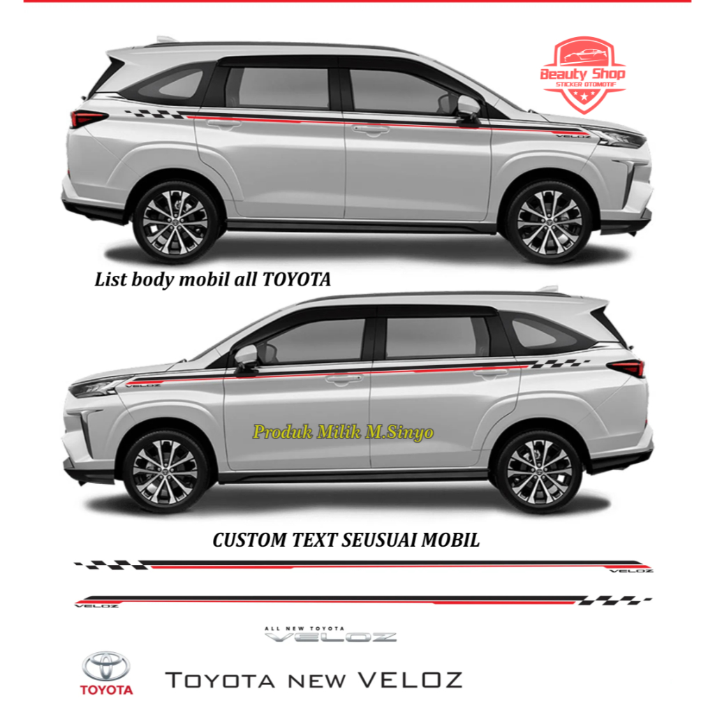 สติ๊กเกอร์ VELOZ TOYOTA VELOZ สติ๊กเกอร์ TOYOTA VELOZ CAR LIST CUTTING TOYOTA NEW VELOZ สติ๊กเกอร์รถ