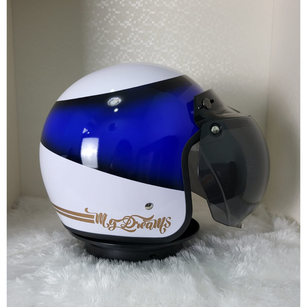 Putih Sni BOGO RETRO ARL HELMET COMBINATION WHITE BLUE PEPSI GLOSSY