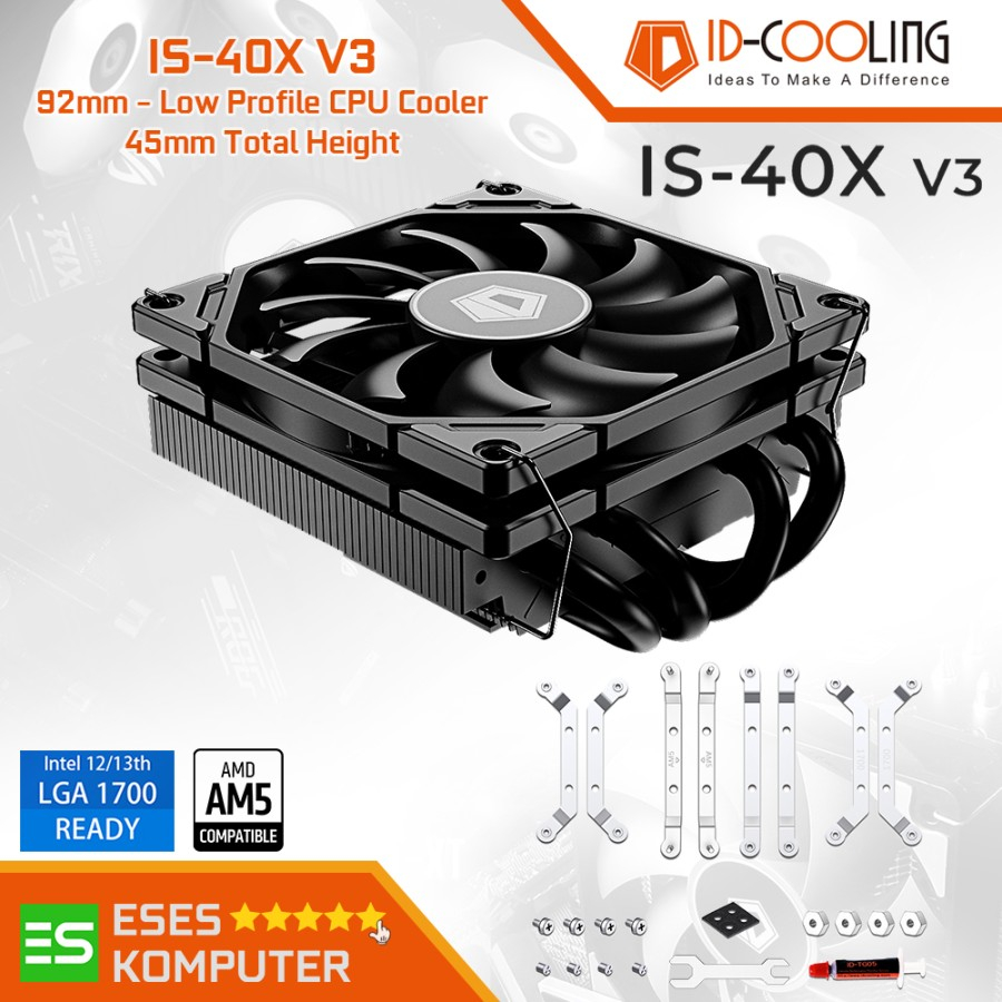 ID-COOLING IS-40X V3 สีดํา | HSF คูลเลอร์ซีพียูโปรไฟล์ต่ํา Intel / AMD