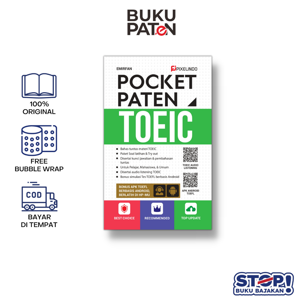 Toeic POCKET PATENT TOEIC Question Practice BOOK - แพ็คเกจคําถามฝึก TOEIC & วัสดุ - PIXILINDO