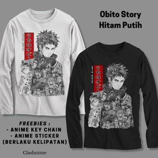 เสื้อยืดแขนยาว ลาย Obito Story สีดํา และสีขาว