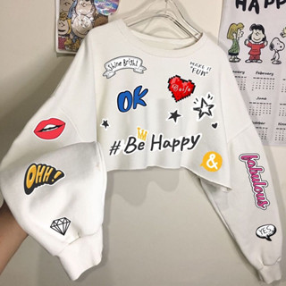 เสื้อครอป BE HAPPY OK (LD 120, P43)