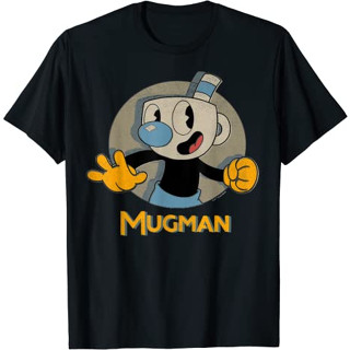 เสื้อยืดแฟชั่น แขนสั้น พิมพ์ลาย Cuphead Mugman Circle Shadow Profile สไตล์วินเทจ สําหรับผู้ใหญ่ เด็กผู้ชาย ผู้หญิง อายุ 12 3 4 5 6 7 8 9 10 11 12 ปี