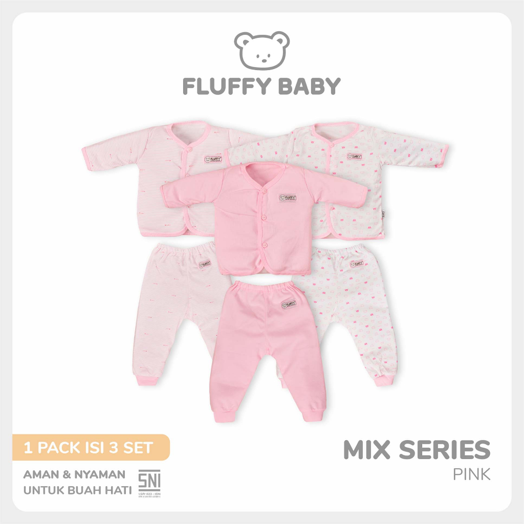 FLUFFY Bis Long Shirt Set (3Psg) SJJAB PNK NB