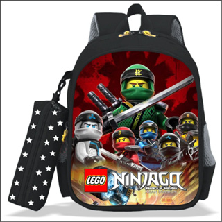 กระเป๋าเป้สะพายหลัง และกล่องดินสอ ลายตัวละคร NINJAGO คุณภาพดี สําหรับเด็กอนุบาล