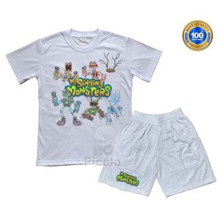 (ฟรีชื่อ) เสื้อยืด ผ้าฝ้าย พิมพ์ลาย MY SINGING MONSTER UNISEX สําหรับเด็ก