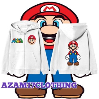 เสื้อแจ็กเก็ต มีฮู้ด แต่งซิป ลาย Super Mario Mario Bros สําหรับเด็กผู้ชาย และเด็กผู้หญิง