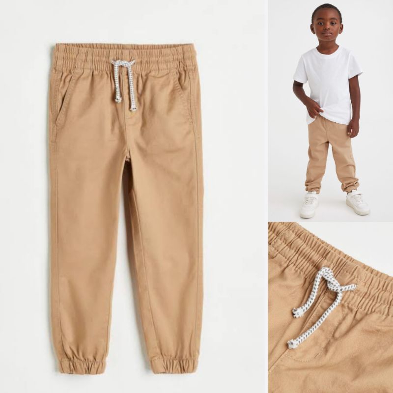 H&M Cotton Twill Jogger - ร้านค้าดั้งเดิมสีเบจ