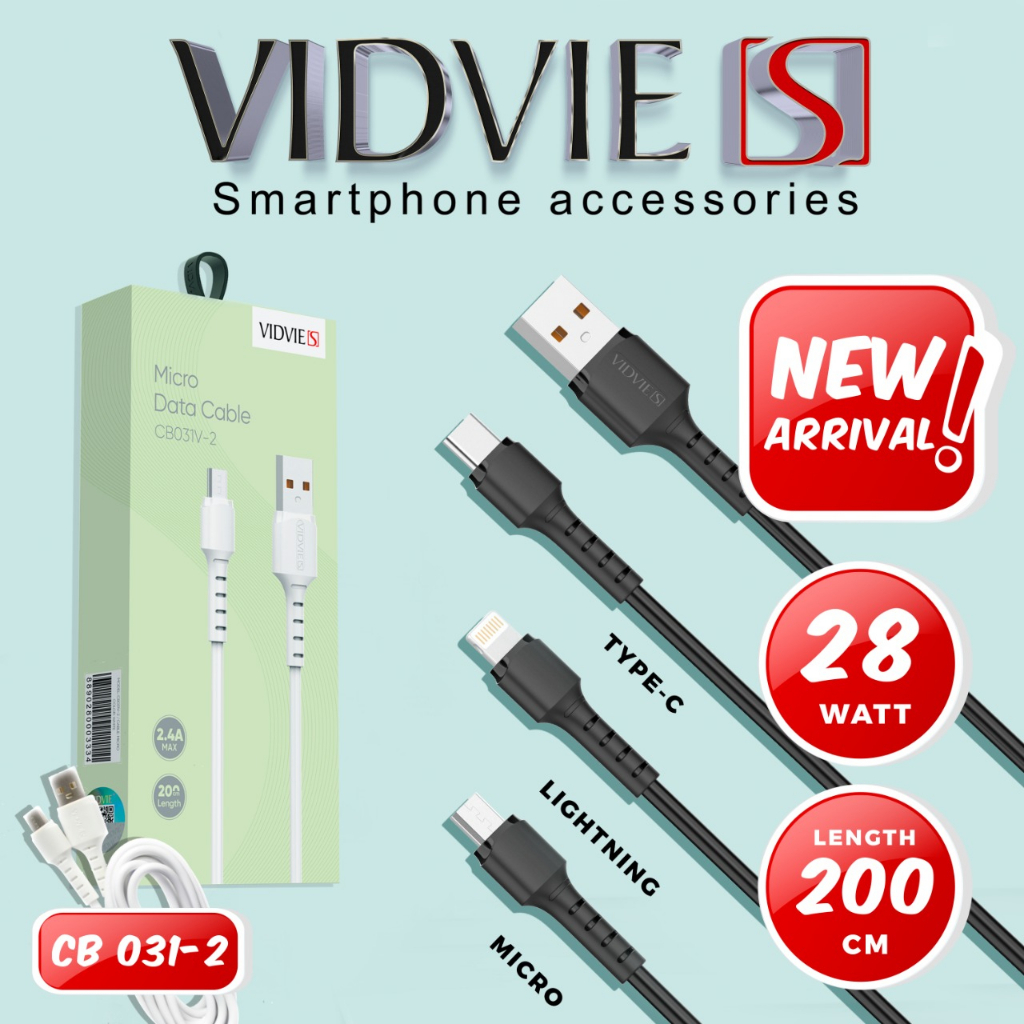 VIDVIES 2A CHARGER DATA CABLE / USB DATA CABLE CB031-2 เมตร V8