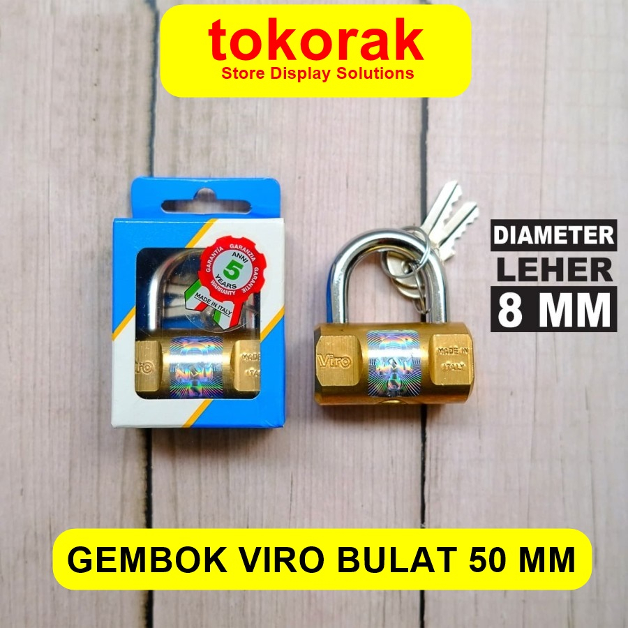 VIRO ROUND 50MM PADDLOCK ORIGINAL ITALY HOUSE FENCE SHOP OFFICE SHOP