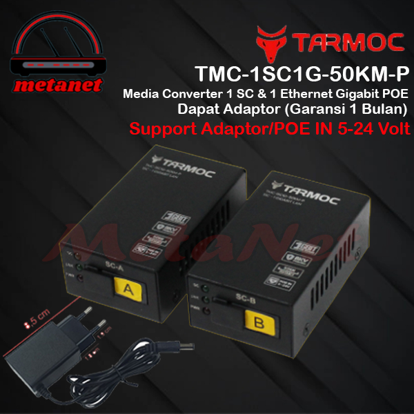 Tarmoc TMC-1SC1G-50KM-P-V1 | 1 FO 1 LAN Gigabit | โพใน 9-57V | HTB GS03 50 กม. มินิ