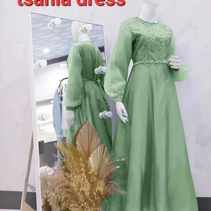 ใหม่ล่าสุด TSANIA BROKEN DRESS GAMIS TILE PEARL COMBI ORGANZA / GAMIS / PARTY MAXIDRESS / GRADUATION GAMIS / FORMAL GAMIS