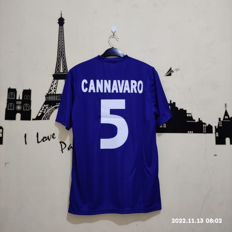 ITALY RETRO FOOTBALL JERSEY 1999 PLUS CANNAVARO NAMESET