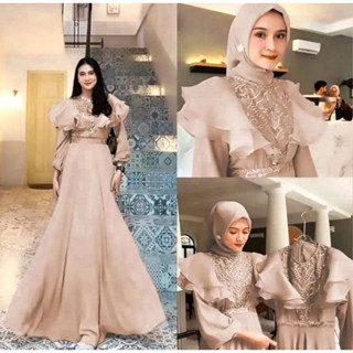 Meghan ชุดเดรสยาว แม็กซี่เดรส Gamis Tille Organza Basic พรีเมี่ยม ปาร์ตี้ ผู้หญิงมุสลิม สไตล์เกาหลี ล่าสุด ร่วมสมัย