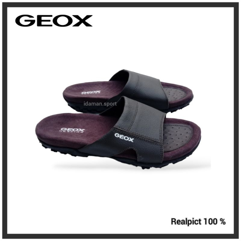 GEOX_MENS LEATHER SLIP-ON SANDALS / HANDSOME รองเท้าแตะ FATHERS MADE OF GEOX LEATHER สําหรับ Eid