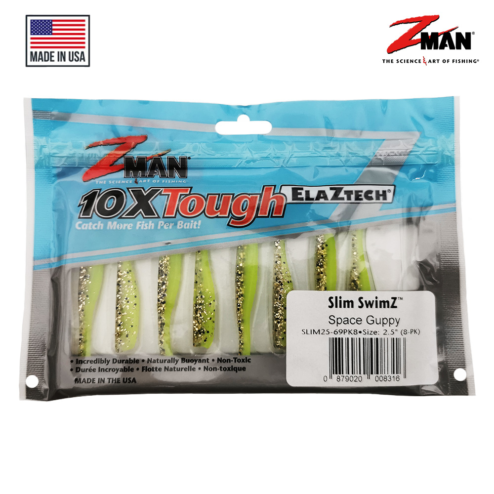 ZMAN Slim Swimz 3" (6-PK) เหยื่อตกปลาเทียมล่อนุ่ม