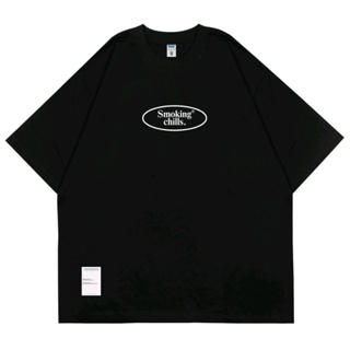 เสื้อยืด - KAOS OVERSIZE - SMOKING CHILLS - BILLIONSTARS - BLACK - UNISEX