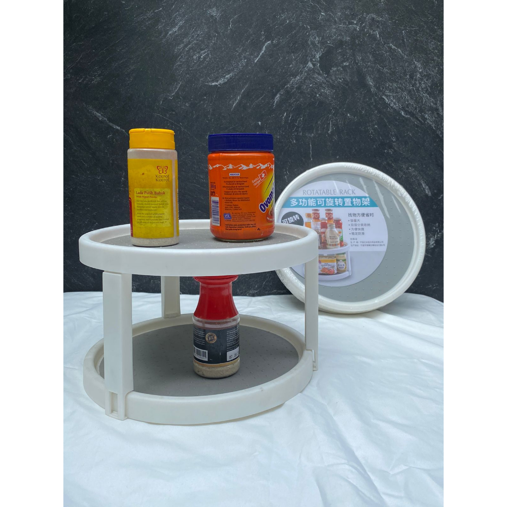 SPICE RACK - SPICE RACK - KITCHEN SPICE ROTATING RACK - 2 STORIES 360 BUMBUN RACK
