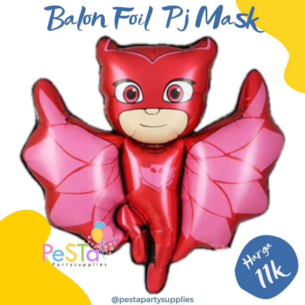MERAH HIJAU PJ Mask Character Foil Balloon Blue - Red - Green/PJ Mask Owlette Red - Catboy Blue - Ge