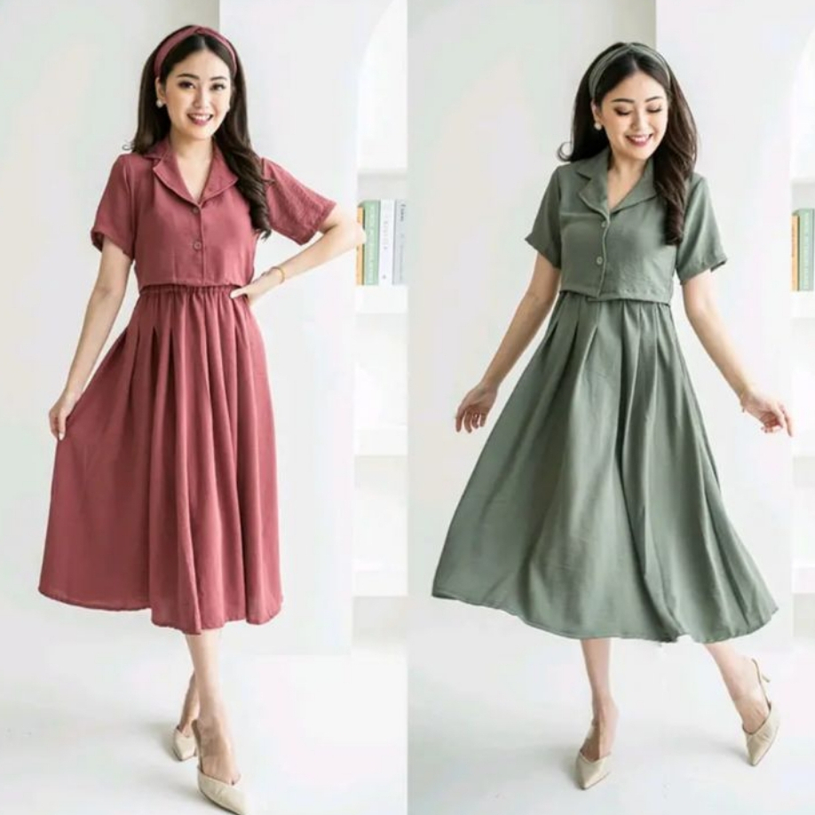 KEMEJA YONKA FASHION - Korean Ersa Fashion One Set Casual Womens Shirt and Skirt Set, Korean Style P