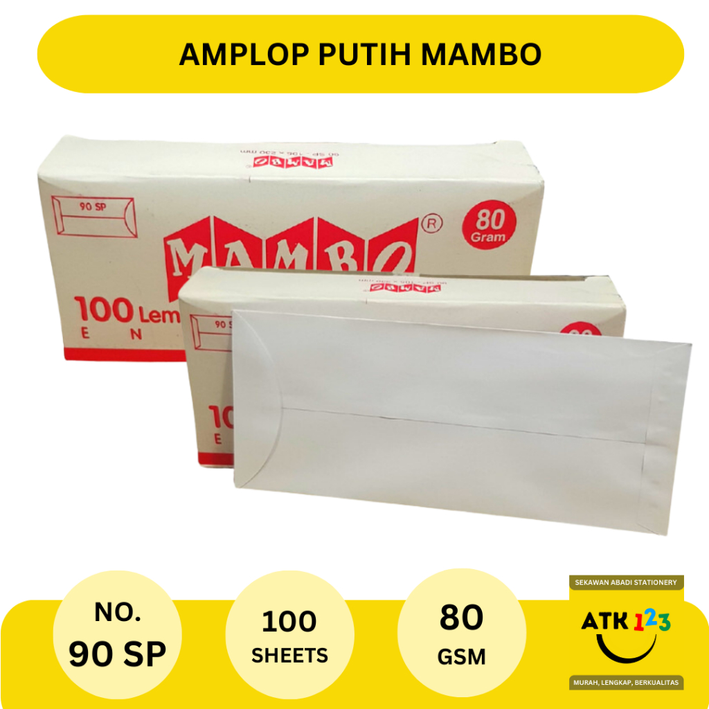 MAMBO White Envelope 90 SP 105x230mm 80 กรัม Mambo Side Open