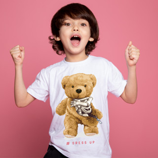 เสื้อยืด ลาย TEDDY BEAR สีขาว สําหรับเด็ก