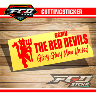 สติกเกอร์สะท้อนแสง ลายปีศาจ GGMU The Red Devils Glory Glory Man United สําหรับติดตกแต่งหมวกกันน็อค แล็ปท็อป รถยนต์ รถจักรยานยนต์