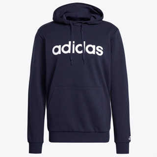 Adidas Essentials French Terry Linear เสื้อแจ็คเก็ต มีฮู้ด สีกรมท่า GK9066