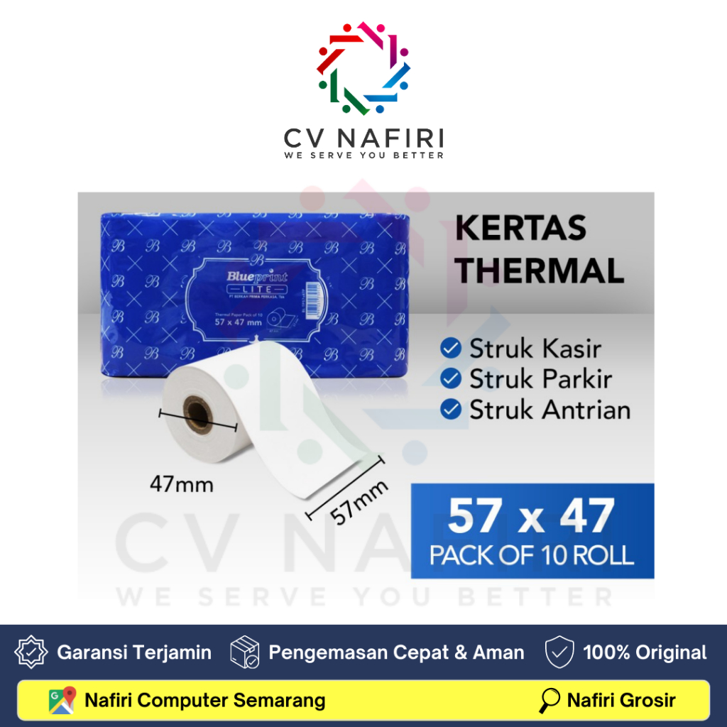 BLUEPRINT THERMAL PAPER BL-TP57x47P CONTENTS 10 ม้วน 57x47 มม. ขนาด 57 x 47 มม.