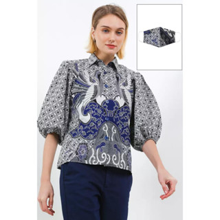 Katun Krisna Batik Davina เสื้อเบลาส์ ผ้าฝ้าย แขน 7/8 สําหรับผู้หญิง