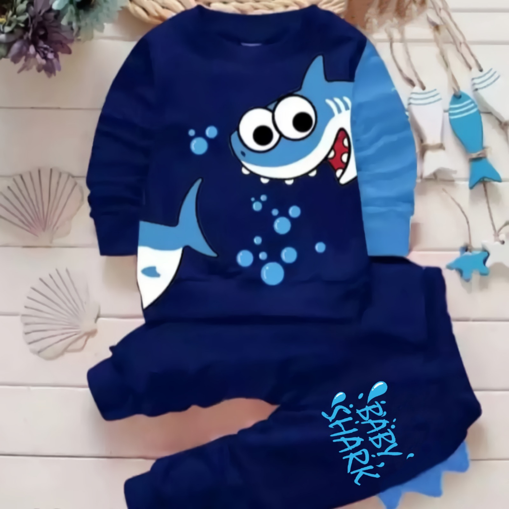 Boys& 39; DAILY SETTINGS BOYS& 39; ชุดขายาว SHARK PLAY SET