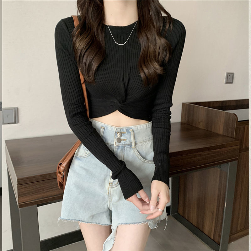 Ib0034 NF888 เสื้อครอปแขนยาวอินเทรนด์สําหรับผู้หญิง& 39;s